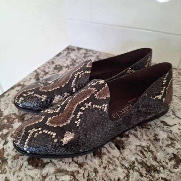 Pedro Garcia Brown Leather snike print Loafers  Size 38.5 - Picture 4 of 9
